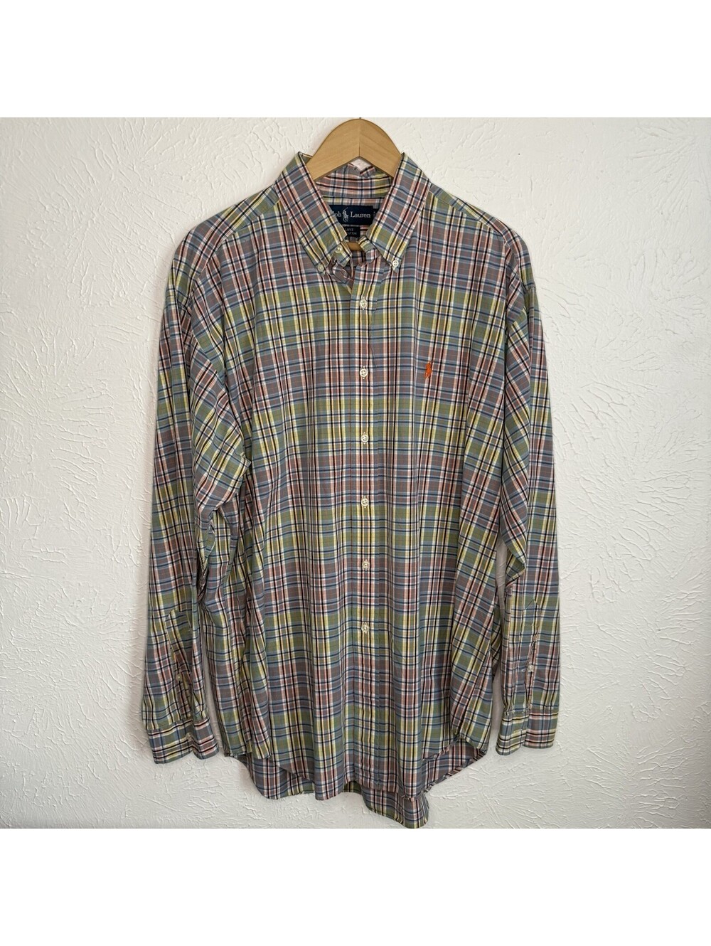 Vintage 90s Ralph Lauren Blake Cotton Colorful Plaid Long Sleeve Shirt Size L